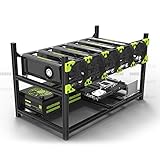 RXFSP Professional 6 GPU Miner Miner Case Aluminium Cadre Mining Rig Noir